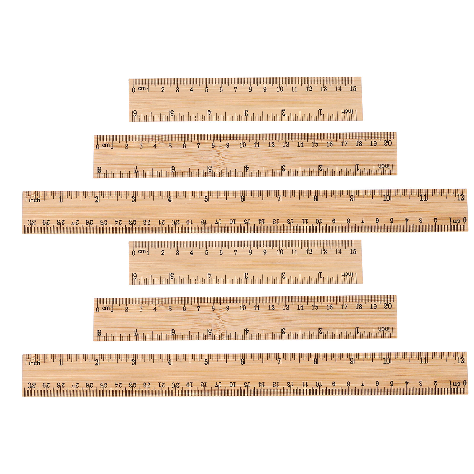 Workshop Tools In Engineering - 6Pcs Sturdy Bamboo Rulers Non Deformable