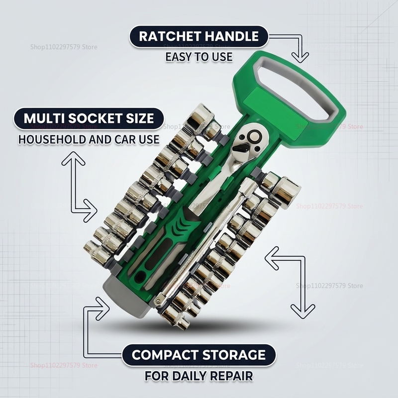 1/4 3/8 Inch Ratchet Socket Se - Car Workshop Tools Kit ulasan dan harga